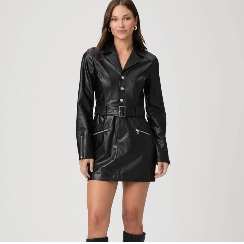 PAIGE Strada Faux leather moto dress
